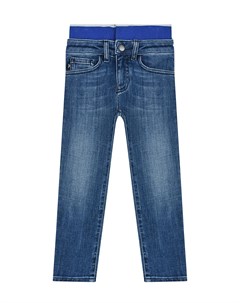 Синие джинсы slim fit с резинкой на поясе Emporio armani