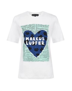 Белая футболка с принтом Markus lupfer