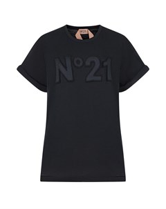 Черная футболка с аппликацией логотипом No21