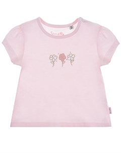Розовая футболка с цветочным декором в стразах Sanetta fiftyseven