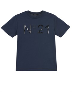 Синяя футболка с глянцевым принтом No21