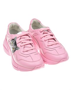 Розовые кроссовки из кожи детские Gucci