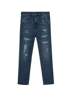 Синие regular fit джинсы с потертостями Dolce&gabbana