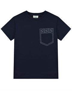Темно синяя футболка с имитацией кармана Fendi