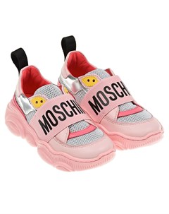 Розовые кроссовки с серебристыми вставками Moschino