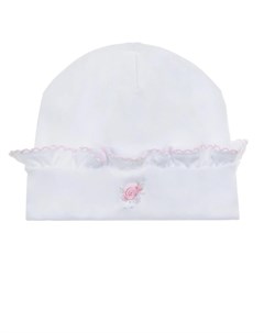 Белая шапка с цветочной вышивкой Kissy kissy