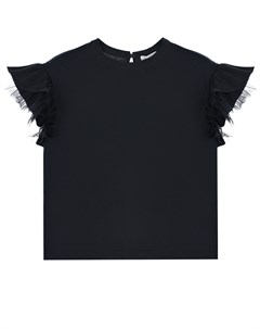 Черная футболка с рукавами крылышками Brunello cucinelli