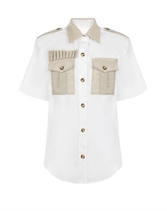 Белая рубашка с контрастными накладными карманами Forte dei marmi couture