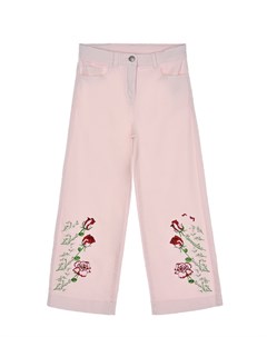 Розовые брюки с вышивкой розы Monnalisa