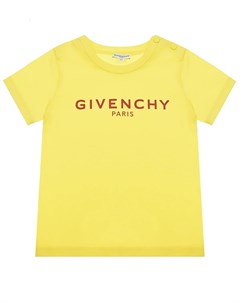 Желтая футболка с красным логотипом Givenchy