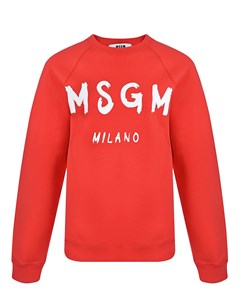 Красный свитшот с белым логотипом Msgm