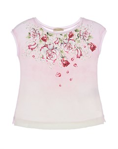 Розовая блуза с принтом розы Monnalisa