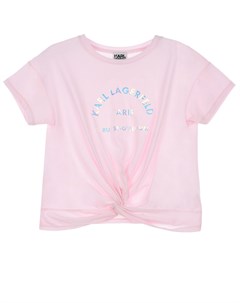 Розовая футболка с глянцевым принтом Karl lagerfeld kids