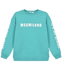 Бирюзовый свитшот с белым логотипом Msgm