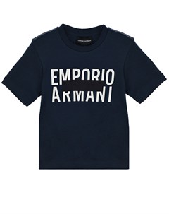 Синяя футболка с белым логотипом Emporio armani