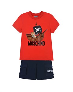 Комплект красная футболка темно синие шорты детский Moschino