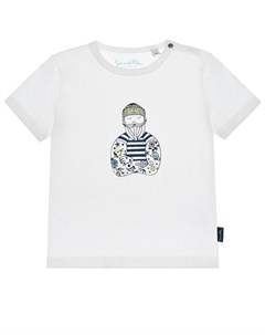 Кремовая футболка с принтом моряк Sanetta kidswear