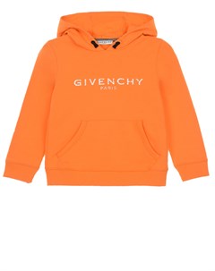 Оранжевая толстовка худи с логотипом бренда Givenchy