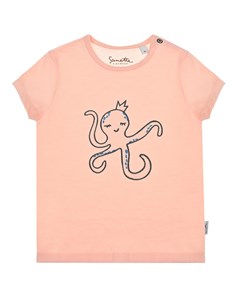 Розовая футболка с вышивкой осьминог Sanetta kidswear