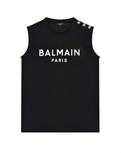 Черная футболка без рукавов Balmain