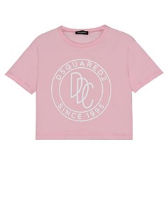 Розовая футболка с круглым принтом Dsquared2