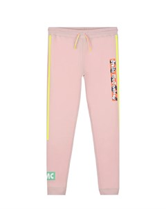 Розовые спортивные брюки с неоновыми лампасами Stella mccartney