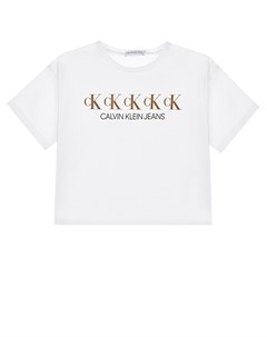 Укороченная белая футболка Calvin klein
