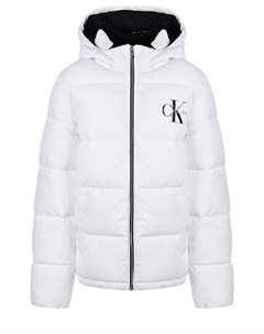 Белая стеганая куртка с логотипом детская Calvin klein