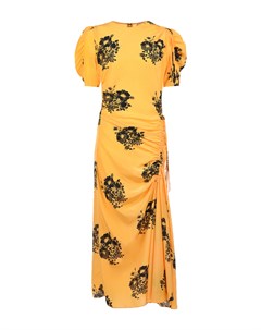 Желтое шелковое платье миди No21