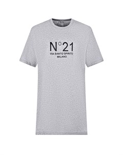Серая базовая футболка с логотипом No21