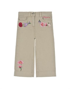 Бежевые джинсы с вышитыми цветами Monnalisa