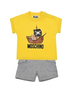 Комплект желтая футболка серые шорты Moschino