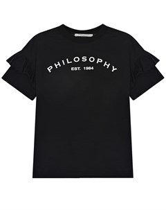 Черная футболка с рюшами на рукавах Philosophy