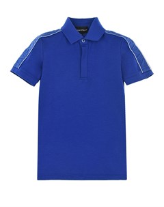 Синяя футболка поло с лампасами Emporio armani