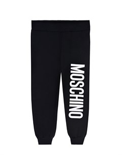 Спортивные брюки черного цвета с вертикальным принтом Moschino