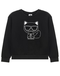 Черный свитшот с принтом кошка Karl lagerfeld kids