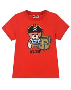 Красная футболка с аппликацией Мишка пират Moschino