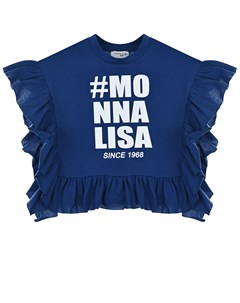 Синяя футболка с оборкой Monnalisa