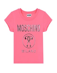 Розовая футболка с перламутровым логотипом Moschino