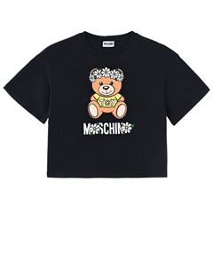 Черная футболка с принтом медвежонок Moschino