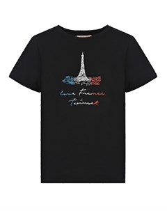 Черная футболка с надписью love France Twinset