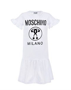 Белое платье с черным логотипом Moschino