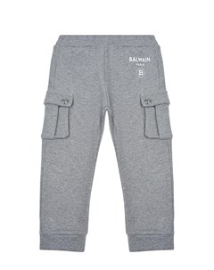 Серые спортивные брюки с квадратными карманами Balmain