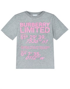 Серая футболка с розовым логотипом Burberry