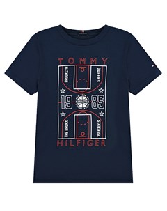Синяя футболка со спортивным принтом Tommy hilfiger
