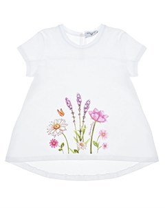 Белая футболка с принтом полевые цветы Monnalisa