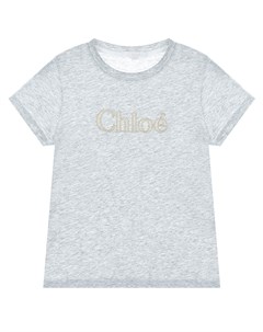Серая футболка с вышитым логотипом Chloe