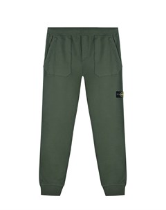 Темно зеленые спортивные брюки Stone island