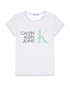 Белая футболка с логотипом Calvin klein