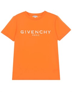 Оранжевая футболка с логотипом бренда Givenchy